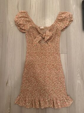 Floral Pink Smocked Puff Sleeve Dress